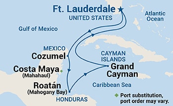 7-Day Western Caribbean with Grand Cayman Itinerary Map